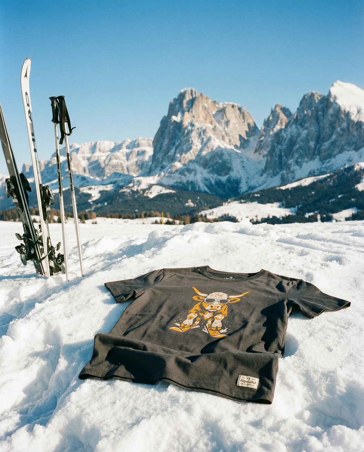 Skikuh Herren Bio T-Shirt – Alpsland – Skifahren, Kuh, Winter, Humor, Alpen