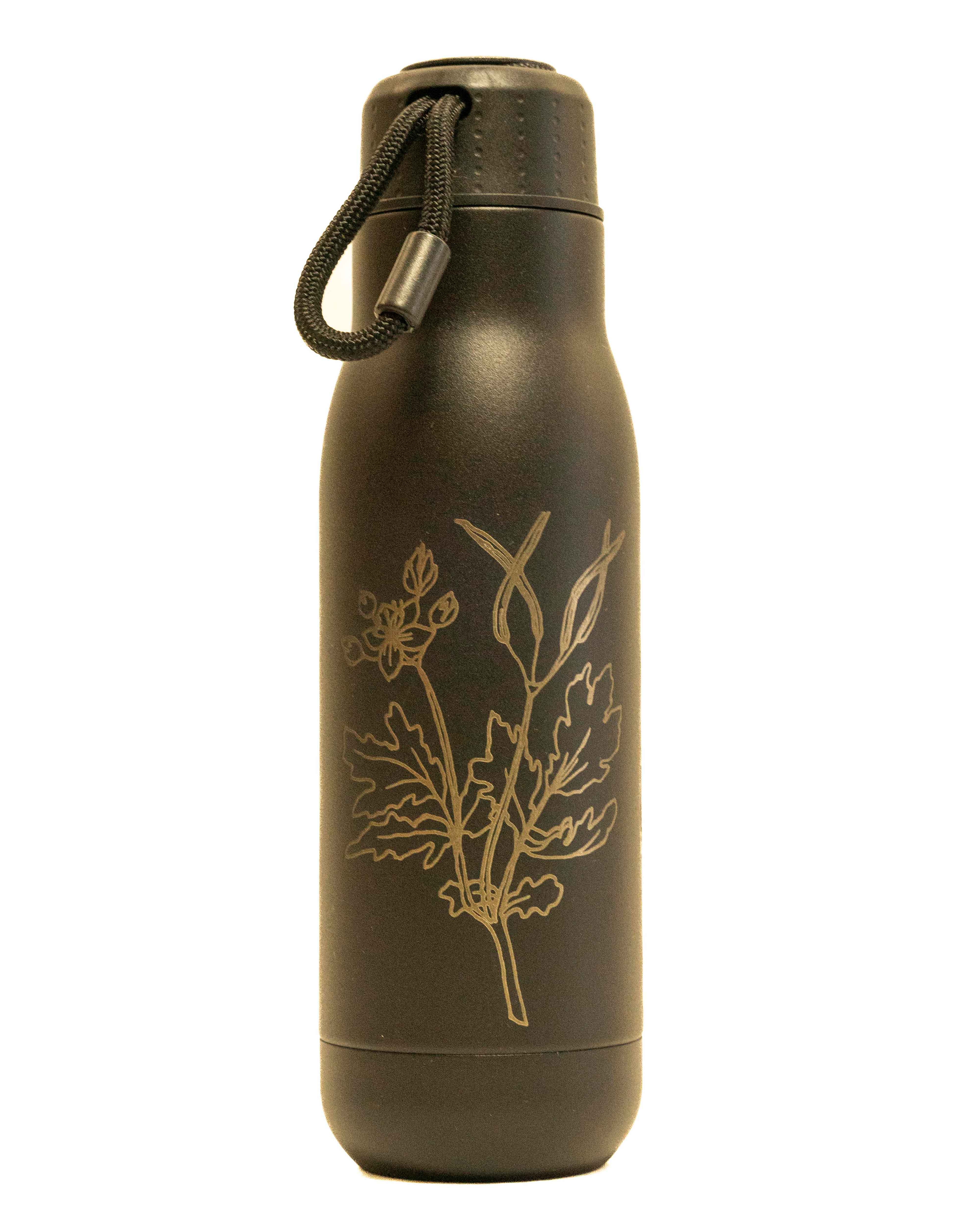 Stainless steel thermos bottle with engraving