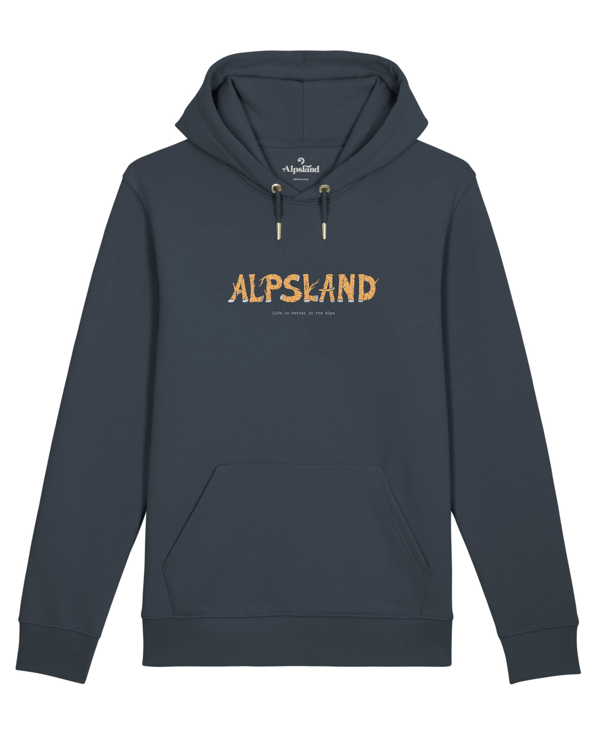 Alpsland Holz Unisex Bio Hoodie – Alpsland – Wandern, Berge, Alpen, Natur