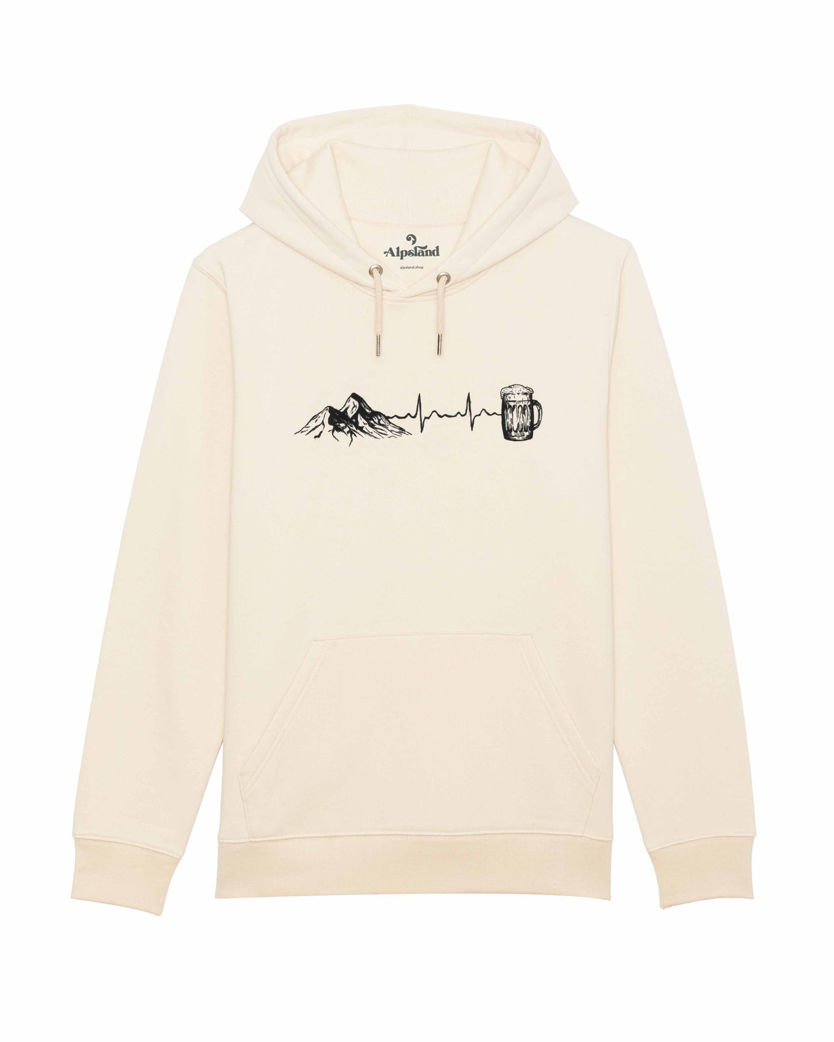 Berg Leben Bier Unisex Bio Hoodie – Alpsland – Wandern, Berge, Bier, Alpen
