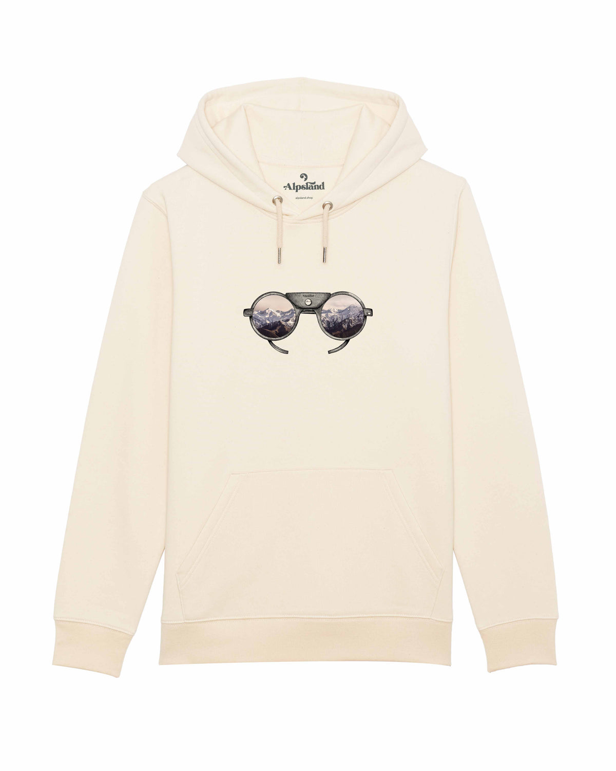 Gletscherbrille Unisex Bio Hoodie – Alpsland – Wandern, Berge, Gletscher, Alpen