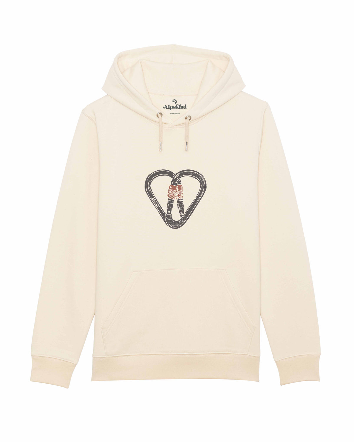 Karabiner Unisex Bio Hoodie – Alpsland – Klettern, Berge, Alpen, Wandern