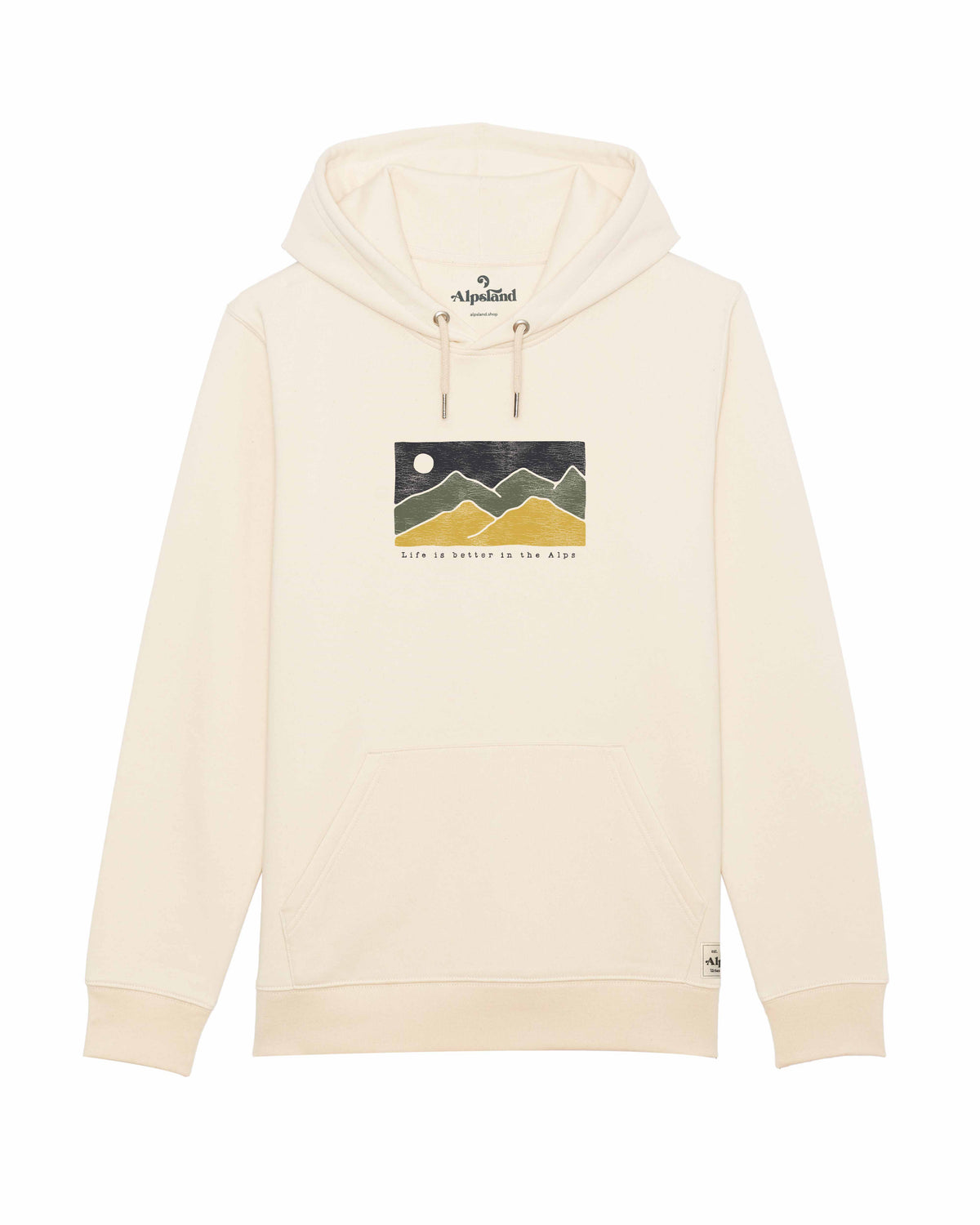 Landschaft Unisex Bio Hoodie – Alpsland – Wandern, Berglandschaft, Alpen, Natur