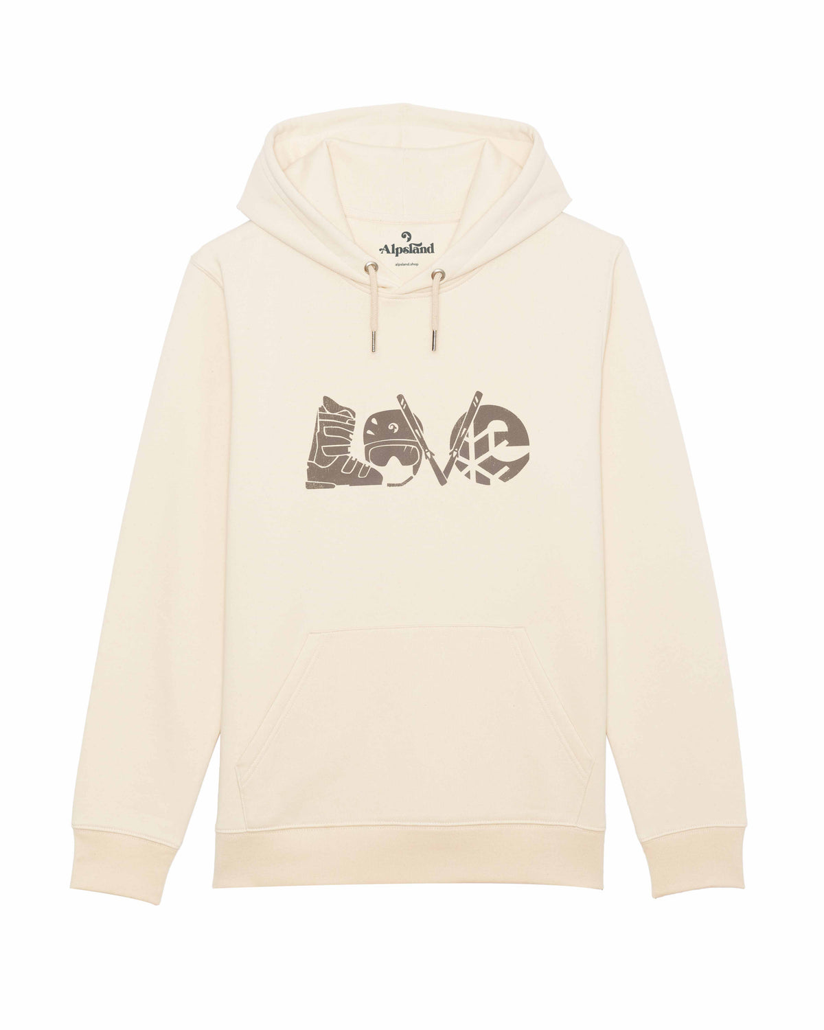 LOVE Skiing Unisex Bio Hoodie – Alpsland – Skifahren, Winter, Alpen, Liebe