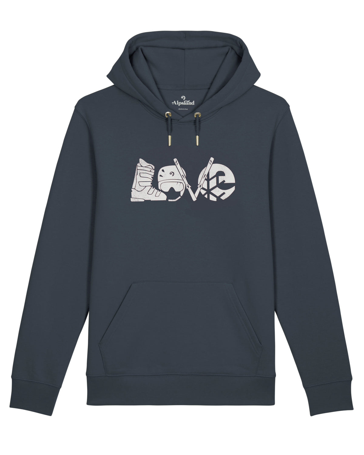 LOVE Skiing Unisex Bio Hoodie – Alpsland – Skifahren, Winter, Alpen, Liebe