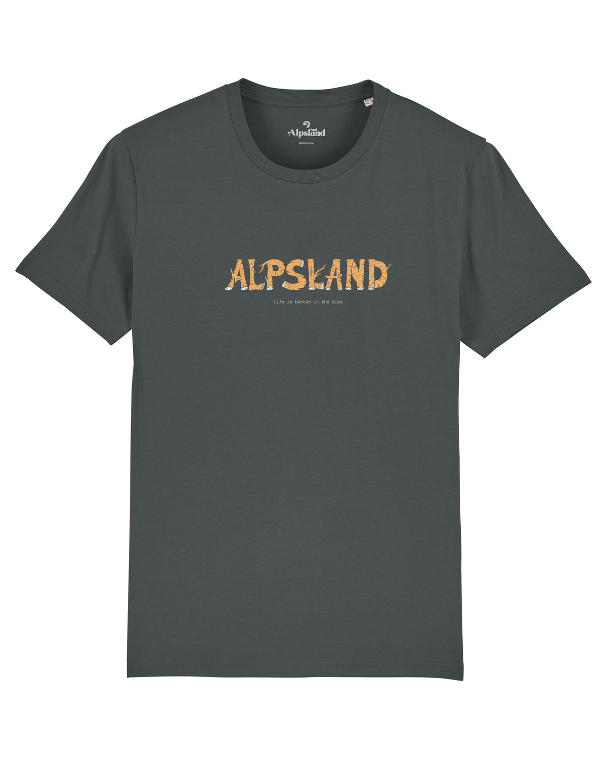 Alpsland Holz Herren Bio T-Shirt – Alpsland – Wandern, Berge, Alpen, Natur