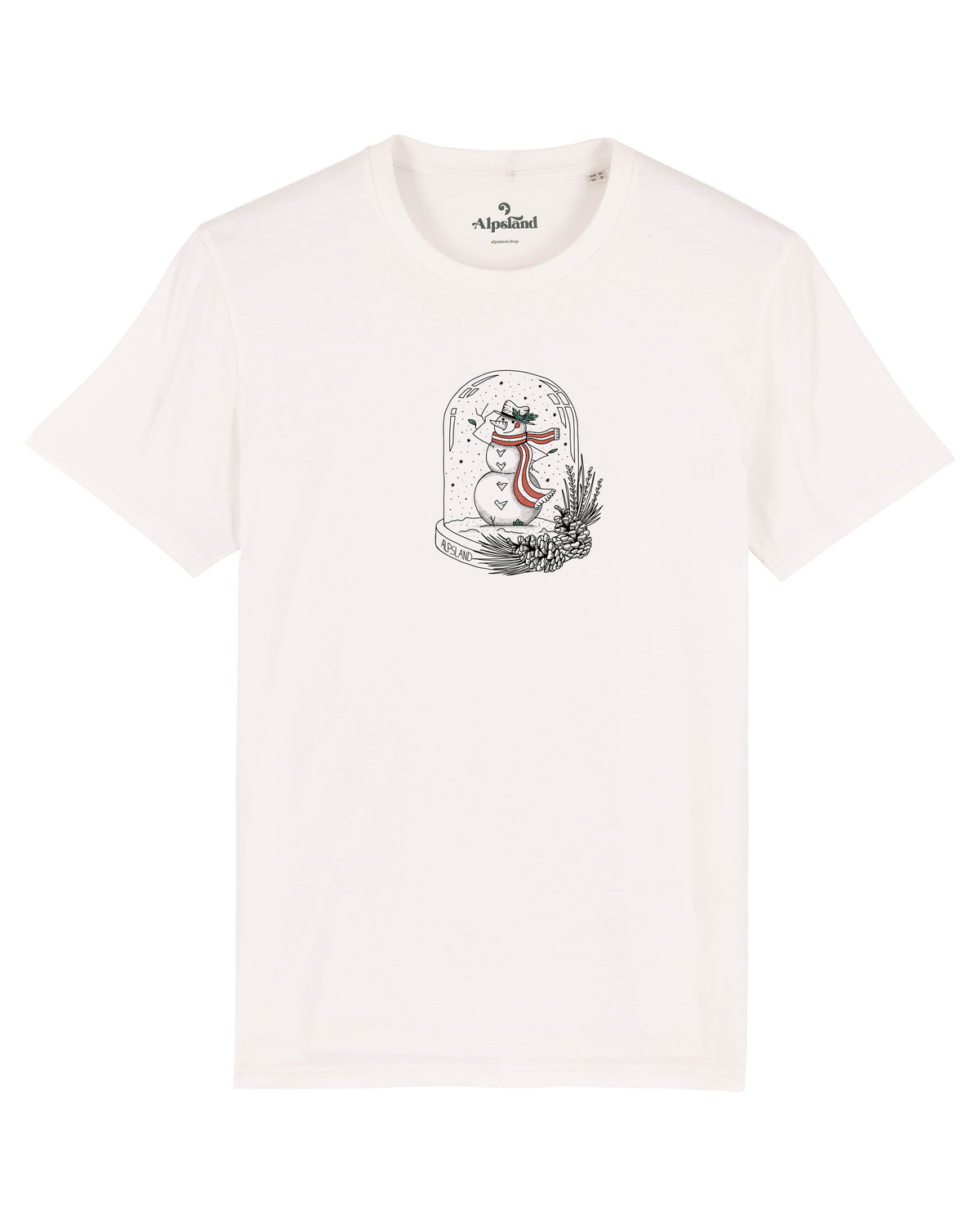 Schneemann in Schneekugel Herren Bio T-Shirt – Alpsland – Winter, Weihnachten, Alpen