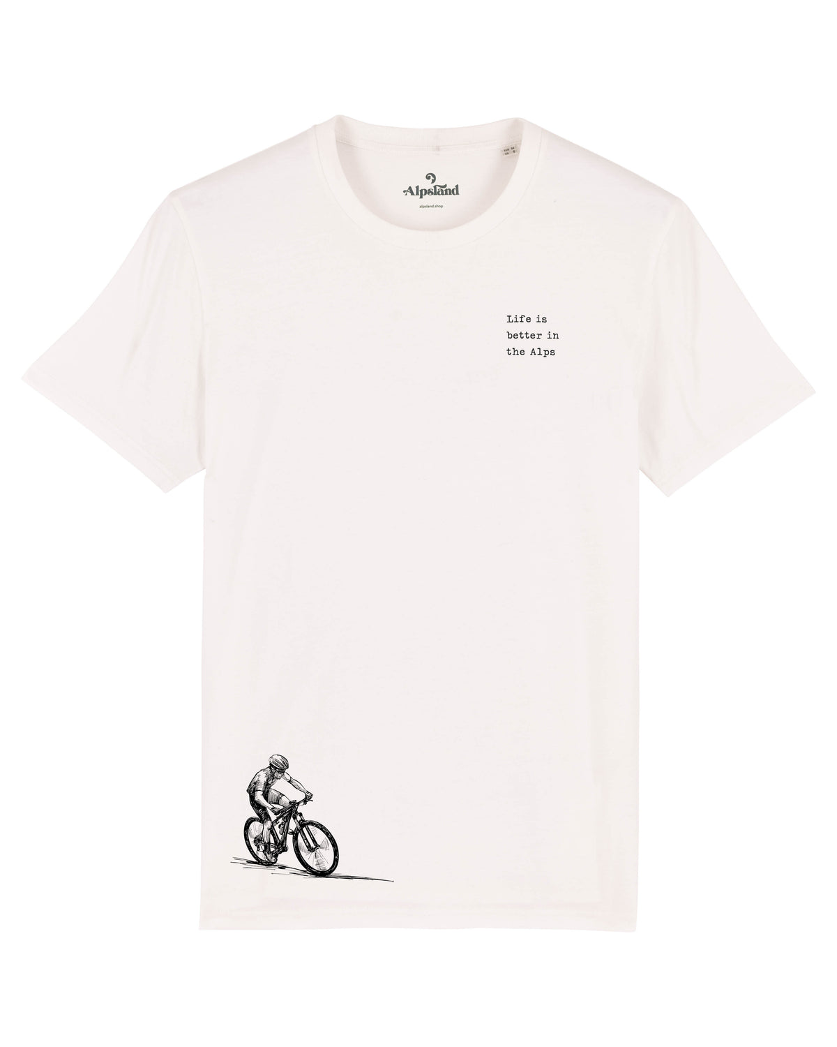 Mountainbike Life is better in the Alps Herren Bio T-Shirt – Alpsland – MTB, Alpen