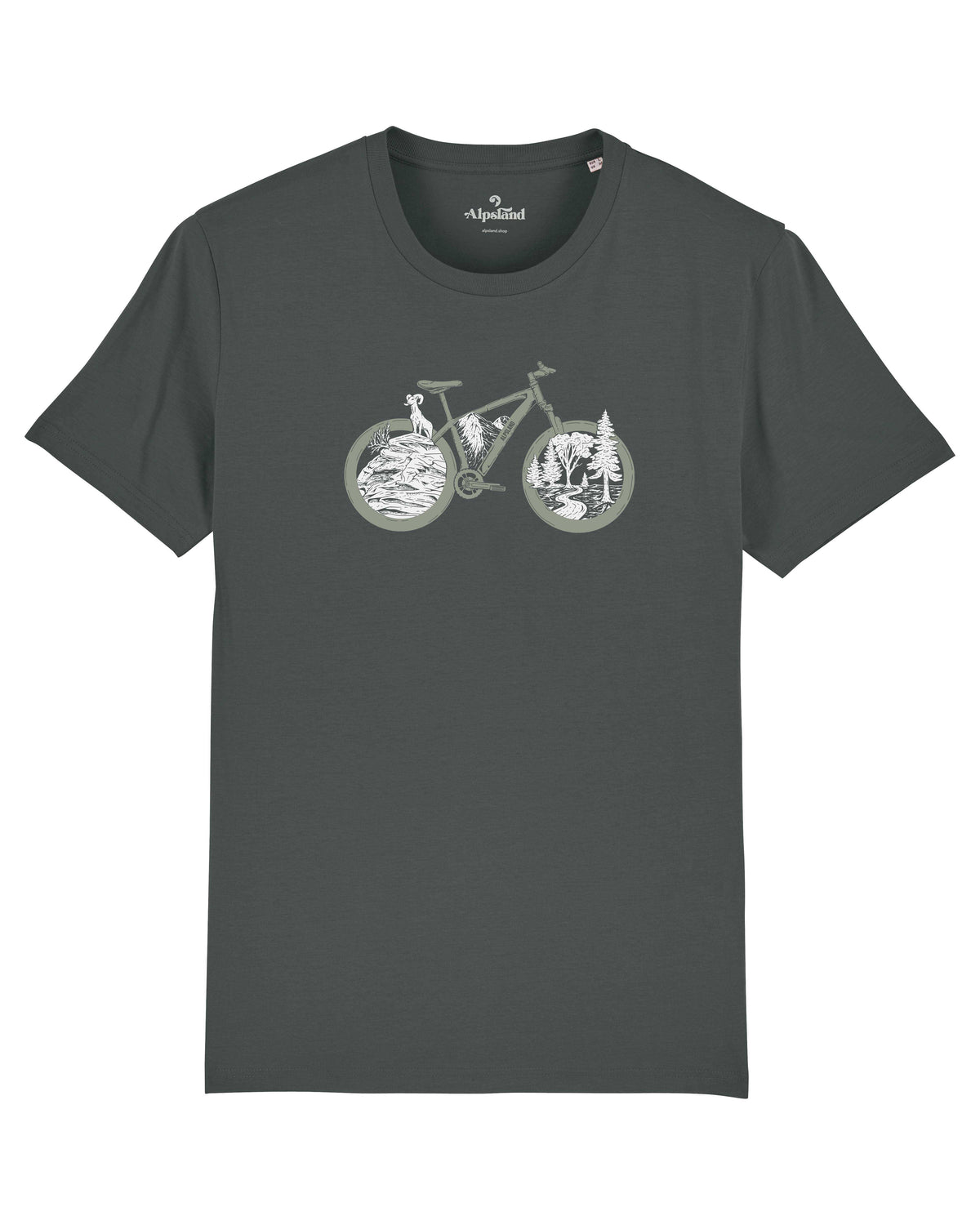 Rad mit Landschaft Herren Bio T-Shirt – Alpsland – Radfahren, Berge, Alpen, MTB