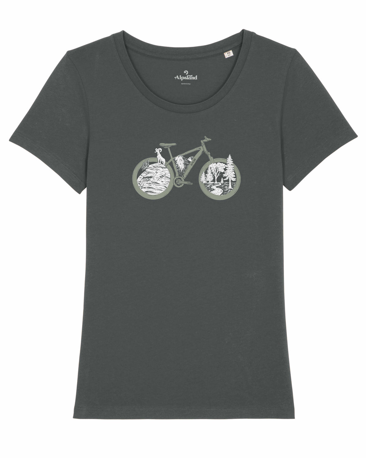 Rad mit Landschaft Damen Bio T-Shirt – Alpsland – Radfahren, Berge, Alpen, MTB