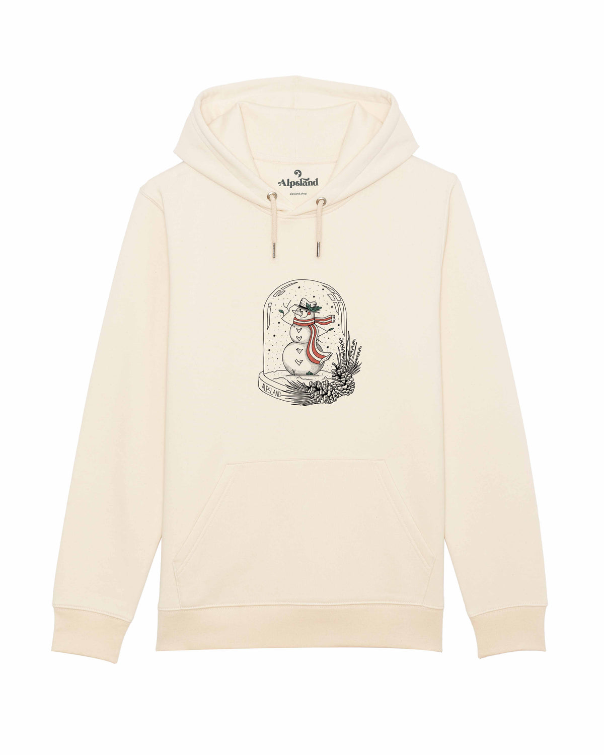 Schneemann in Schneekugel Unisex Bio Hoodie – Alpsland – Winter, Weihnachten