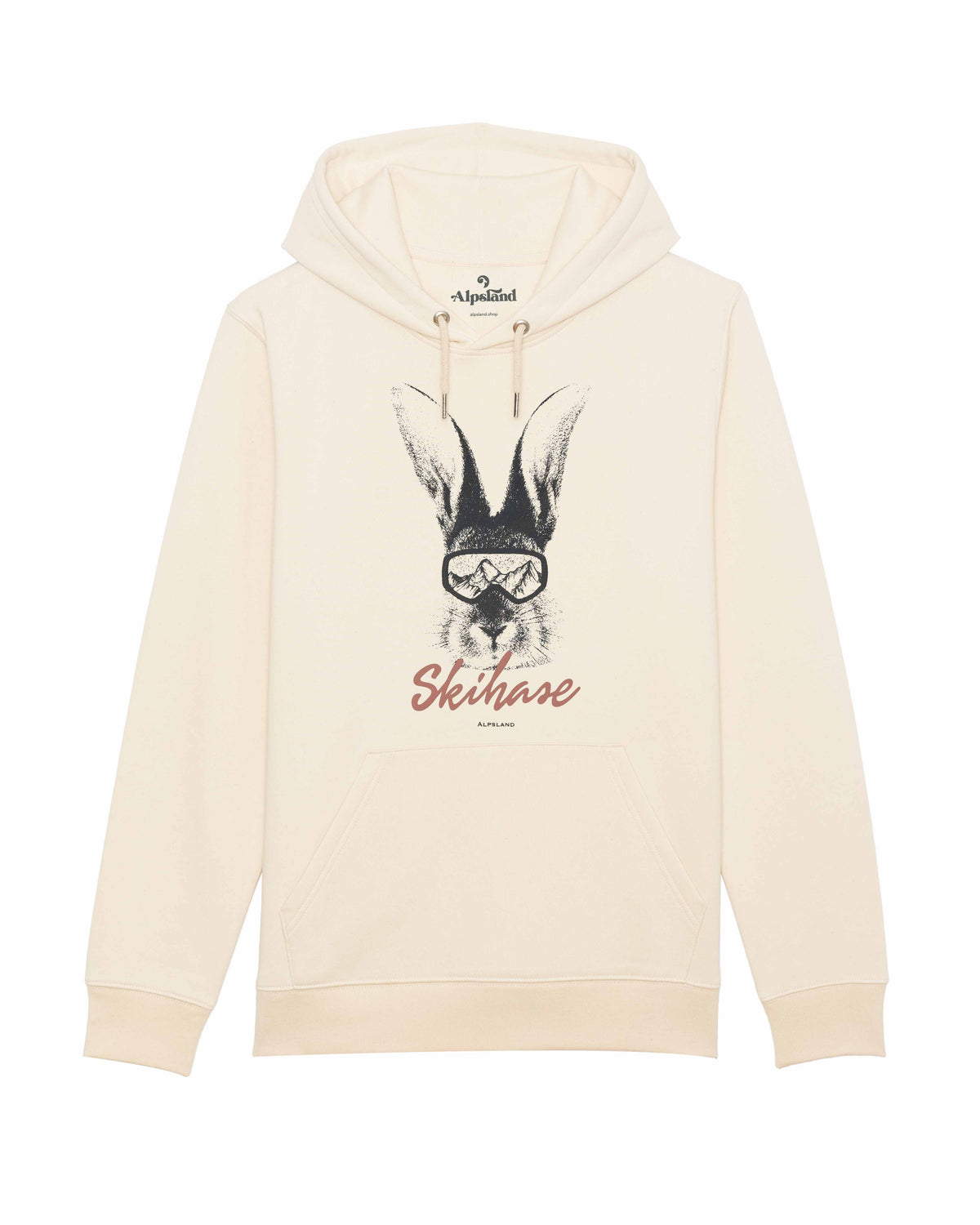 Skihase Unisex Bio Hoodie – Alpsland – Skifahren, Winter, Alpen, Hase