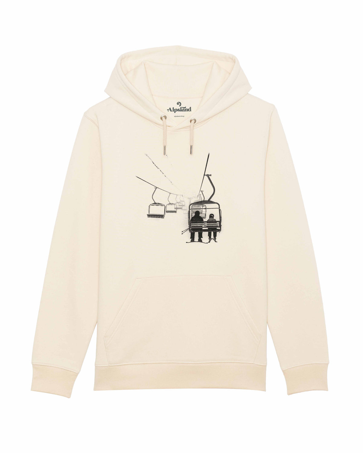 Skilift Unisex Bio Hoodie – Alpsland – Skifahren, Winter, Alpen, Skilift
