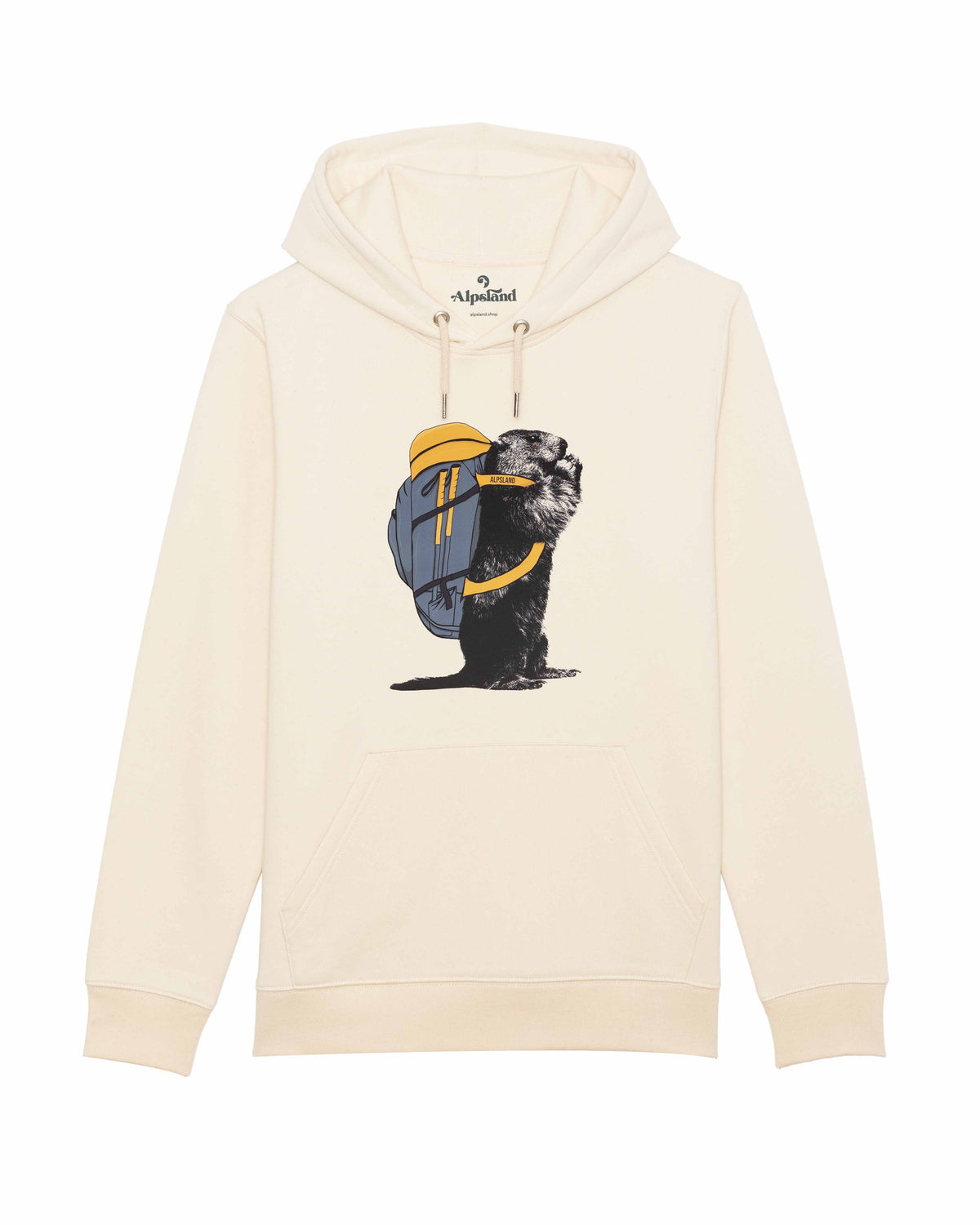 Wander-Murmeltier Unisex Bio Hoodie – Alpsland – Wandern, Berge, Murmeltier