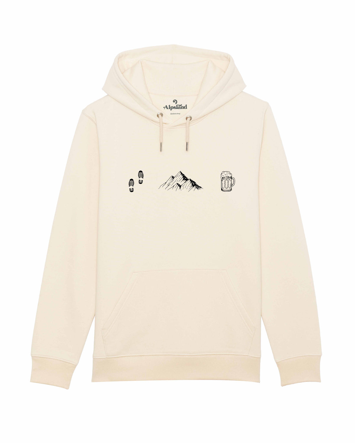 Wandern Berg Bier Unisex Bio Hoodie – Alpsland – Wandern, Berge, Bier, Alpen